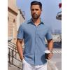 imageCOOFANDY Mens Button Down Short Sleeve Shirt Casual Dress Shirt Untucked Summer Shirts with PocketDark Blue
