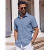imageCOOFANDY Mens Button Down Short Sleeve Shirt Casual Dress Shirt Untucked Summer Shirts with PocketDark Blue