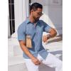imageCOOFANDY Mens Button Down Short Sleeve Shirt Casual Dress Shirt Untucked Summer Shirts with PocketDark Blue