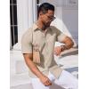 imageCOOFANDY Mens Button Down Short Sleeve Shirt Casual Dress Shirt Untucked Summer Shirts with PocketKhaki