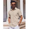 imageCOOFANDY Mens Button Down Short Sleeve Shirt Casual Dress Shirt Untucked Summer Shirts with PocketKhaki