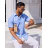 imageCOOFANDY Mens Button Down Short Sleeve Shirt Casual Dress Shirt Untucked Summer Shirts with PocketSky Blue