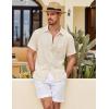 imageCOOFANDY Mens Button Down Short Sleeve Shirt Casual Shirts Summer Beach Textured Shirts with PocketBeige