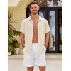 imageCOOFANDY Mens Button Down Short Sleeve Shirt Casual Shirts Summer Beach Textured Shirts with PocketBeige
