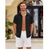 imageCOOFANDY Mens Button Down Short Sleeve Shirt Casual Shirts Summer Beach Textured Shirts with PocketBlack