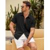 imageCOOFANDY Mens Button Down Short Sleeve Shirt Casual Shirts Summer Beach Textured Shirts with PocketBlack