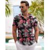 imageCOOFANDY Mens Button Down Short Sleeve Shirt Casual Shirts Summer Beach Textured Shirts with PocketBlackwhite Flowers