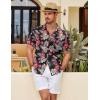 imageCOOFANDY Mens Button Down Short Sleeve Shirt Casual Shirts Summer Beach Textured Shirts with PocketBlackwhite Flowers