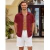 imageCOOFANDY Mens Button Down Short Sleeve Shirt Casual Shirts Summer Beach Textured Shirts with PocketBurgundy