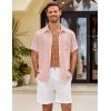 imageCOOFANDY Mens Button Down Short Sleeve Shirt Casual Shirts Summer Beach Textured Shirts with PocketChampagne Pink
