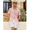imageCOOFANDY Mens Button Down Short Sleeve Shirt Casual Shirts Summer Beach Textured Shirts with PocketChampagne Pink