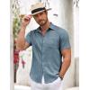 imageCOOFANDY Mens Button Down Short Sleeve Shirt Casual Shirts Summer Beach Textured Shirts with PocketDark Blue