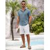 imageCOOFANDY Mens Button Down Short Sleeve Shirt Casual Shirts Summer Beach Textured Shirts with PocketDark Blue