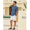 imageCOOFANDY Mens Button Down Short Sleeve Shirt Casual Shirts Summer Beach Textured Shirts with PocketDenim Blue