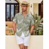 imageCOOFANDY Mens Button Down Short Sleeve Shirt Casual Shirts Summer Beach Textured Shirts with PocketGreenwhite Leaves