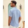 imageCOOFANDY Mens Button Down Short Sleeve Shirt Casual Shirts Summer Beach Textured Shirts with PocketLight Blue