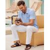 imageCOOFANDY Mens Button Down Short Sleeve Shirt Casual Shirts Summer Beach Textured Shirts with PocketLight Blue