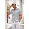 imageCOOFANDY Mens Button Down Short Sleeve Shirt Casual Shirts Summer Beach Textured Shirts with PocketLight Grey