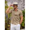 imageCOOFANDY Mens Button Down Short Sleeve Shirt Casual Shirts Summer Beach Textured Shirts with PocketLight Khaki