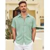 imageCOOFANDY Mens Button Down Short Sleeve Shirt Casual Shirts Summer Beach Textured Shirts with PocketMint Green