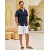 imageCOOFANDY Mens Button Down Short Sleeve Shirt Casual Shirts Summer Beach Textured Shirts with PocketNavy Blue