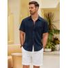 imageCOOFANDY Mens Button Down Short Sleeve Shirt Casual Shirts Summer Beach Textured Shirts with PocketNavy Blue