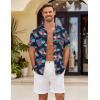 imageCOOFANDY Mens Button Down Short Sleeve Shirt Casual Shirts Summer Beach Textured Shirts with PocketNavyblue Flowers
