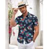 imageCOOFANDY Mens Button Down Short Sleeve Shirt Casual Shirts Summer Beach Textured Shirts with PocketNavyblue Flowers