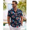 imageCOOFANDY Mens Button Down Short Sleeve Shirt Casual Shirts Summer Beach Textured Shirts with PocketNavyblue Flowers
