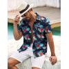 imageCOOFANDY Mens Button Down Short Sleeve Shirt Casual Shirts Summer Beach Textured Shirts with PocketNavyblue Flowers