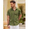 imageCOOFANDY Mens Button Down Short Sleeve Shirt Casual Shirts Summer Beach Textured Shirts with PocketOlive Green