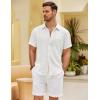 imageCOOFANDY Mens Button Down Short Sleeve Shirt Casual Shirts Summer Beach Textured Shirts with PocketWhite