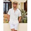imageCOOFANDY Mens Button Down Short Sleeve Shirt Casual Shirts Summer Beach Textured Shirts with PocketWhite