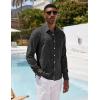 imageCOOFANDY Mens Casual Button Down Shirt Long Sleeve Linen Chambray Shirt1 Black