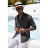 imageCOOFANDY Mens Casual Button Down Shirt Long Sleeve Linen Chambray Shirt1 Black