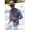 imageCOOFANDY Mens Casual Button Down Shirt Long Sleeve Linen Chambray Shirt1 Blue