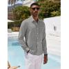 imageCOOFANDY Mens Casual Button Down Shirt Long Sleeve Linen Chambray Shirt1 Light Grey