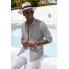 imageCOOFANDY Mens Casual Button Down Shirt Long Sleeve Linen Chambray Shirt1 Light Grey