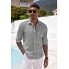 imageCOOFANDY Mens Casual Button Down Shirt Long Sleeve Linen Chambray Shirt1 Light Grey