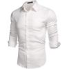 imageCOOFANDY Mens Casual Button Down Shirt Long Sleeve Linen Chambray Shirt1 Light Khaki