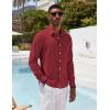 imageCOOFANDY Mens Casual Button Down Shirt Long Sleeve Linen Chambray Shirt1 Red