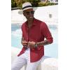imageCOOFANDY Mens Casual Button Down Shirt Long Sleeve Linen Chambray Shirt1 Red