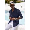 imageCOOFANDY Mens Casual Button Down Shirt Long Sleeve Linen Chambray Shirt1 Royal Blue