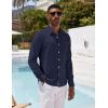 imageCOOFANDY Mens Casual Button Down Shirt Long Sleeve Linen Chambray Shirt1 Royal Blue