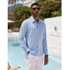 imageCOOFANDY Mens Casual Button Down Shirt Long Sleeve Linen Chambray Shirt1 Sky Blue
