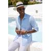 imageCOOFANDY Mens Casual Button Down Shirt Long Sleeve Linen Chambray Shirt1 Sky Blue