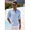 imageCOOFANDY Mens Casual Button Down Shirt Long Sleeve Linen Chambray Shirt1 Sky Blue