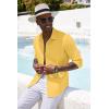 imageCOOFANDY Mens Casual Button Down Shirt Long Sleeve Linen Chambray Shirt1 Yellow