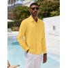 imageCOOFANDY Mens Casual Button Down Shirt Long Sleeve Linen Chambray Shirt1 Yellow