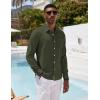 imageCOOFANDY Mens Casual Button Down Shirt Long Sleeve Linen Chambray ShirtArmy Green